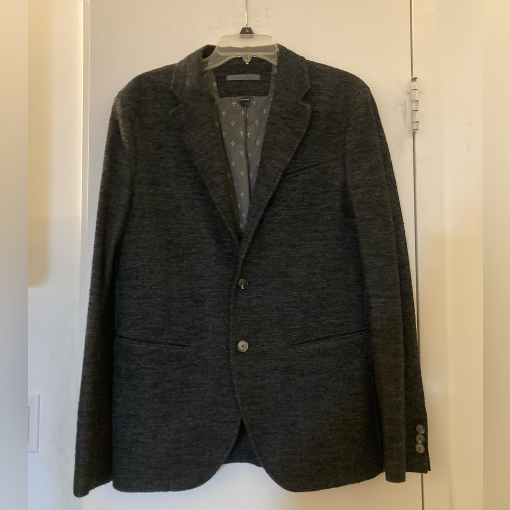 Men’s John Varvatos Black & Grey Tweed Jacket Wool Blend EU 50 US Size 40 Slim